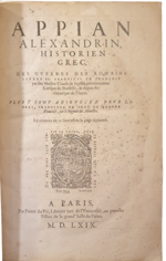 appianus-appiano-di-alessandria-claude-de-seyssel-philippe-des-avenelles-des-guerres-des-romains-livres-xi-traduicts-en-francois-par-seu-maistre-claude-de-seysseldes-histoires-romaines-a-paris-par-pierre-du-pre-1569