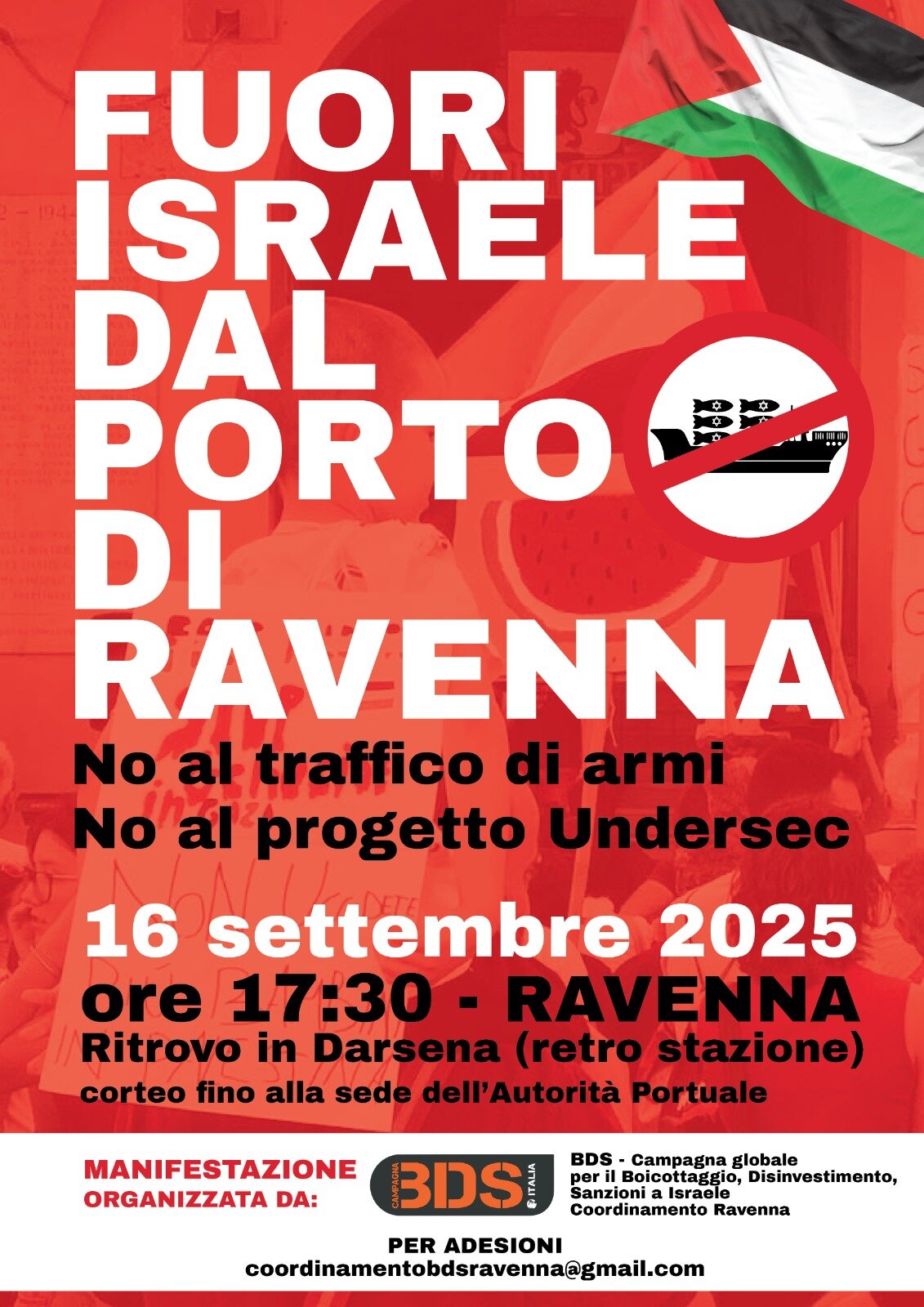 Passaggio armi da Ravenna verso Israele: il 16 settembre manifestazione