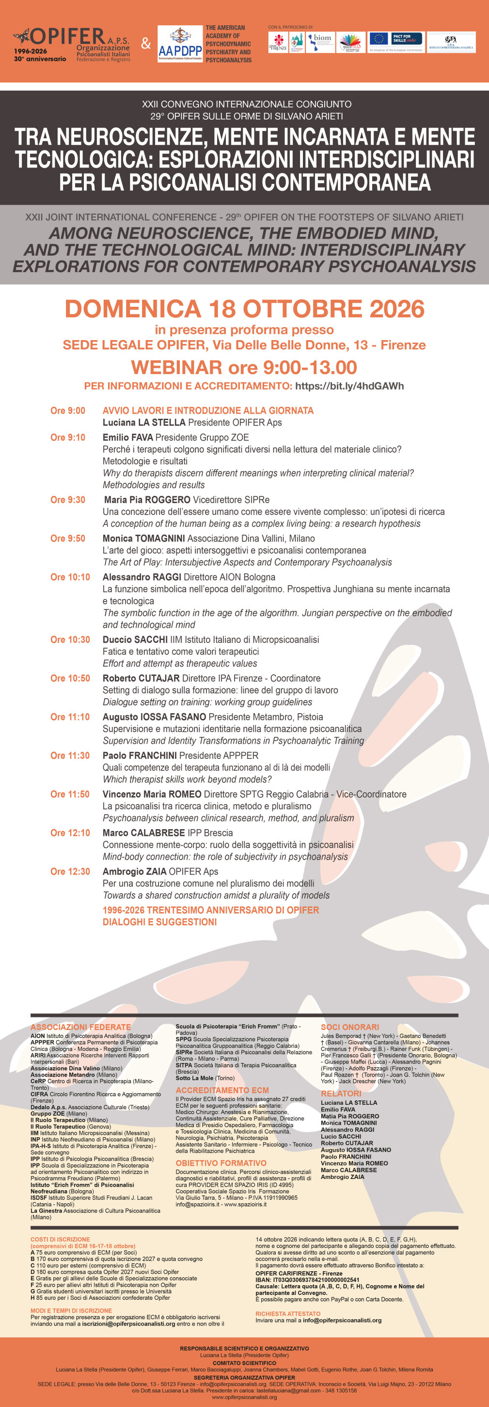 XXII CONVEGNO INTERNAZIONALE CONGIUNTO 29° OPIFER - 18 ottobre mattina XXII CONVEGNO INTERNAZIONALE CONGIUNTO 29° OPIFER - 18 ottobre mattina