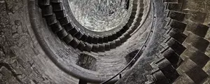 Photo of the interior of the tower in Piazza Dante, Genoa, A spiral staircase leading upwards, Photo of the interior of the tower in Piazza Dante, Genoa, A spiral staircase leading upwards,