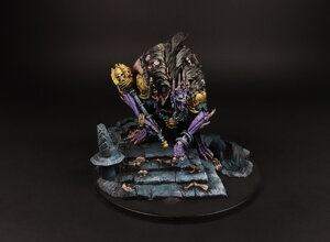 warhammer age of sigmar painting commission flesh-eater-courts ushoran mortarch of delusion grand justice professional miniature painting service high quality display level purple skin tones realistic fur textures gold NMM armor scenic stone base custom painted miniatures rospaint studio best miniature painter worldwide shipping