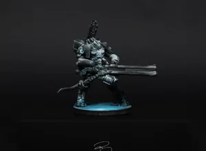Nomads Szalamandra TAG for Infinity The Game, painted in a high-contrast monochrome noir style with blue OSL glow on the heavy railgun and base. Nomads Szalamandra TAG for Infinity The Game, painted in a high-contrast monochrome noir style with blue OSL glow on the heavy railgun and base.