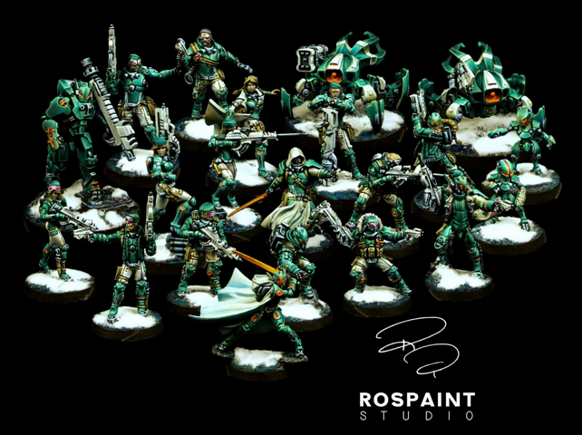 Infinity The Game painting commission Corvus Belli miniatures professional service Yu Jing PanOceania army hand painted models high quality display level RosPaint Studio best commission painter