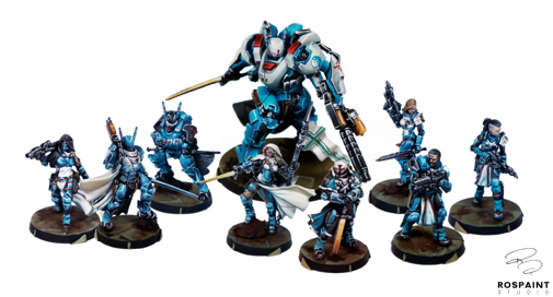 infinity the game painting service, corvus belli, sci-fi miniature painting, professional commission artist, metal miniatures, o-12 infinity, panoceania, yu jing, professional wargame painting.