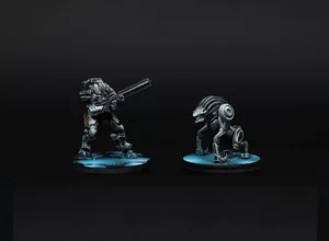 Professional commission painting of O-12 Copperbot Remotes for Infinity The Game, featuring a monochrome noir scheme and cyan OSL by RosPaint Studio. Professional commission painting of O-12 Copperbot Remotes for Infinity The Game, featuring a monochrome noir scheme and cyan OSL by RosPaint Studio.