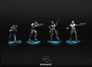 Professional commission of O-12 Starmada specialists for Infinity wargame, painted in cinematic noir style with blue OSL by RosPaint Studio. Professional commission of O-12 Starmada specialists for Infinity wargame, painted in cinematic noir style with blue OSL by RosPaint Studio.