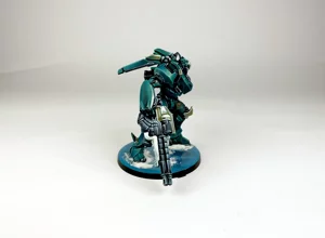 Detailed side view of a PanOceania robot with custom snowy base and professional edge highlighting. Detailed side view of a PanOceania robot with custom snowy base and professional edge highlighting.