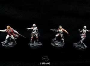 Two Infinity The Game miniatures, Haqqislam and Mercenary heavy infantry in dark teal and gold armor by RosPaint Studio. Two Infinity The Game miniatures, Haqqislam and Mercenary heavy infantry in dark teal and gold armor by RosPaint Studio.