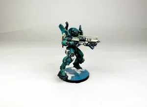 Side profile of a professional commission painting for Infinity the Game, showing high-contrast highlights. Side profile of a professional commission painting for Infinity the Game, showing high-contrast highlights.