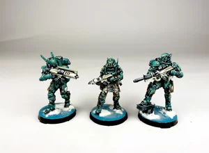Front view of a PanOceania heavy infantry miniature for Infinity The Game, professionally painted by RosPaint Studio. Front view of a PanOceania heavy infantry miniature for Infinity The Game, professionally painted by RosPaint Studio.