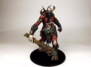 War-Stomper Mega-Gargant front view Warhammer Age of Sigmar miniature painting service by RosPaint Studio custom Attack on Titan muscle flesh scheme horn trophy Sons of Behemat wargaming commission