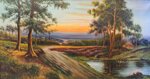 paesaggio-collinare-al-tramonto-con-ruscello-olio-su-tela-xx-sec