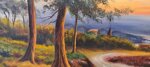 paesaggio-collinare-al-tramonto-con-ruscello-olio-su-tela-xx-sec
