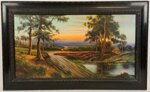 paesaggio-collinare-al-tramonto-con-ruscello-olio-su-tela-xx-sec