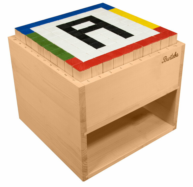 Bunteba Tisch, der originelle Spieltisch mit 100 bunten Klötzen