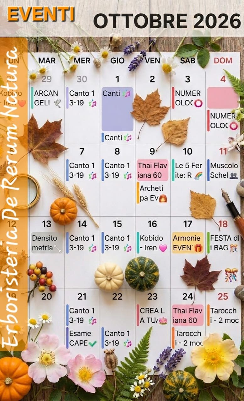 CALENDARIO OTTOBRE 2026