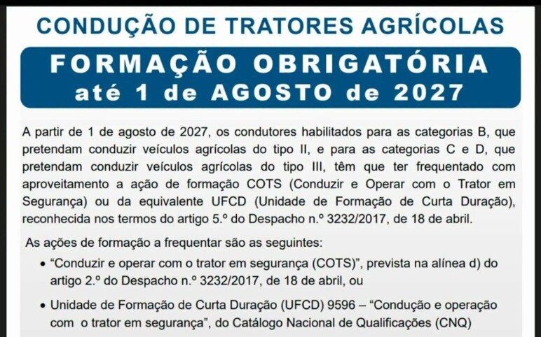 Divulgação da alteração das validades para averbamento da formação COTS.