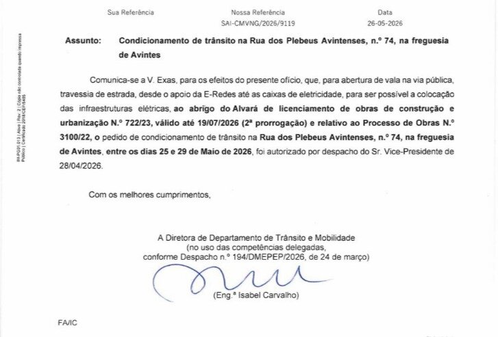 AVISO - Condicionamento de Trânsito