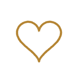 Icona dorata di un cuore nella presentazione dei film di matrimonio