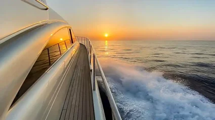 elemento-visuale-yacht-in-navigazione-all'alba elemento-visuale-yacht-in-navigazione-all'alba