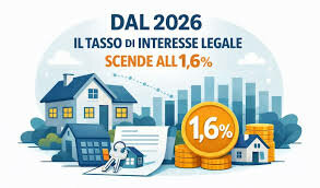 Dal 1° gennaio 2026 scende il tasso di interesse legale