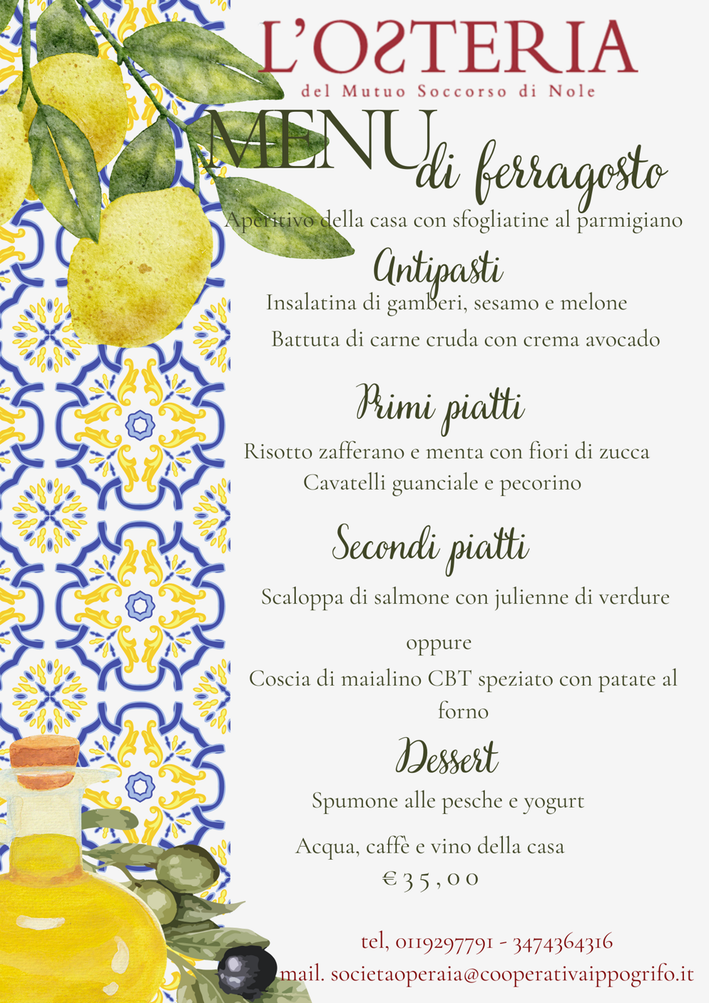 ferragosto menu 2026