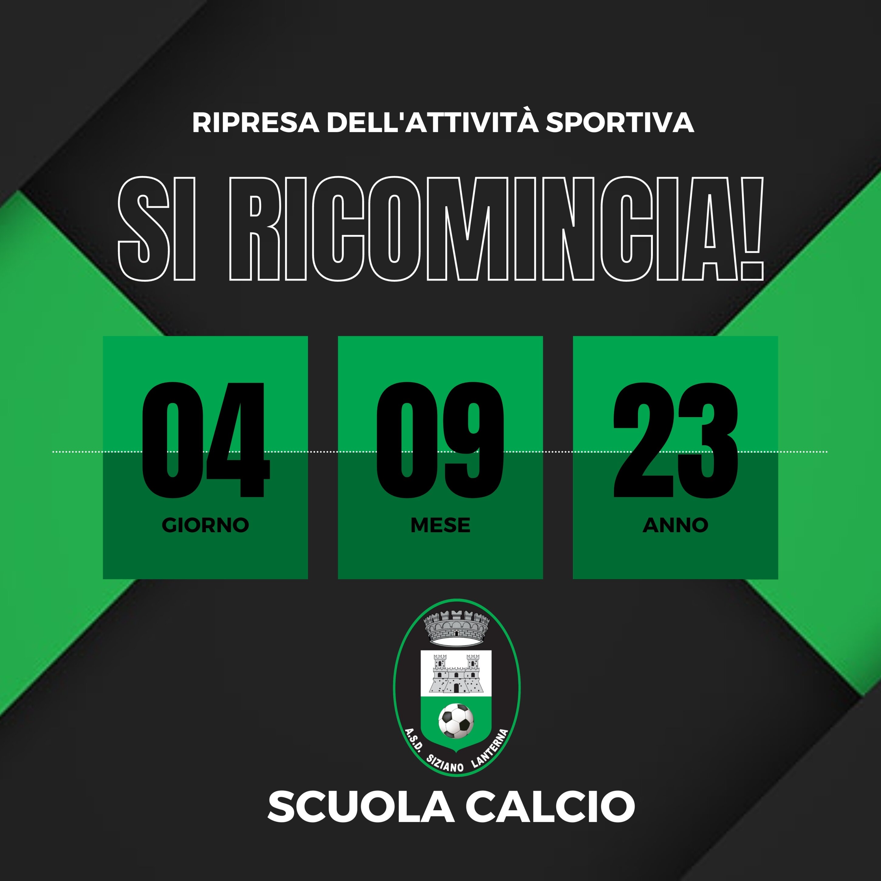 Ripresa allenamenti Scuola Calcio!
