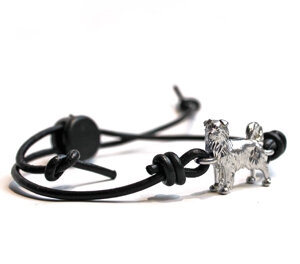 Pastore australiano astralian shephered bracciale cuoio argento 925