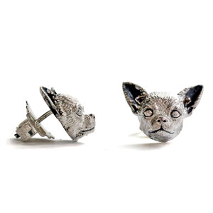 chihuahua silver Ear Studs