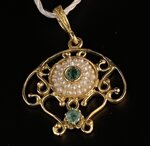 18-kt-gold-pendant-with-natural-seed-pearls-emeralds-and-rubies-romeo-crotone-mod-191