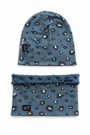 cuffia-e-scalda-collo-in-felpa-di-cotone-fantasia-panther-blu