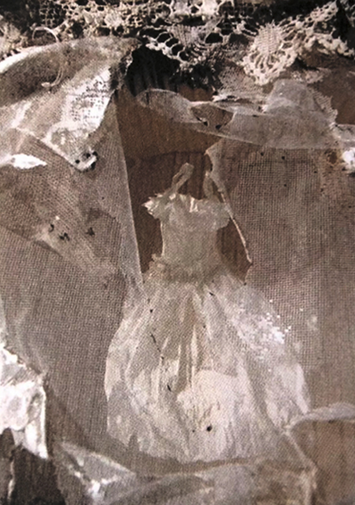 Dipinto artistico soggetto abito femminile, opera di Irene Rossi