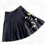 gonna-vintage-a-pieghe-blu-lana