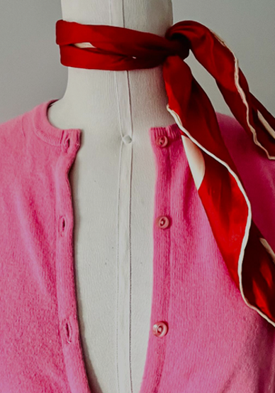 Maglione vintage in lana rosa confetto