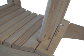 Particolare costruttivo della sedia Adirondack in legno