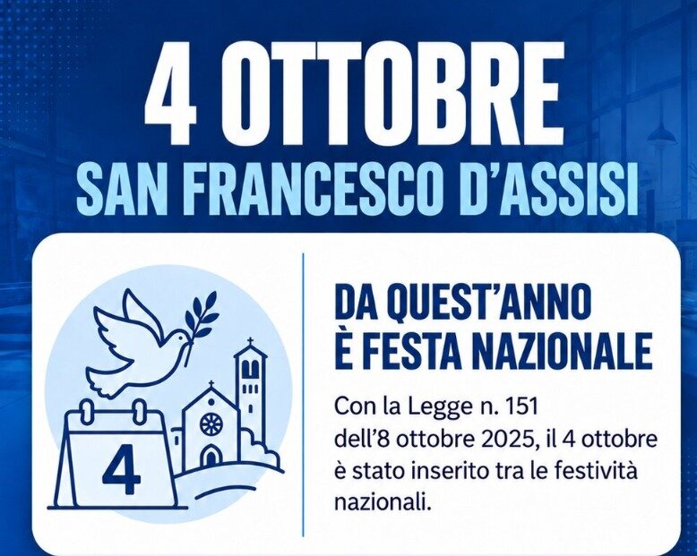 4 ottobre Festa Nazionale di San Francesco d’Assisi
