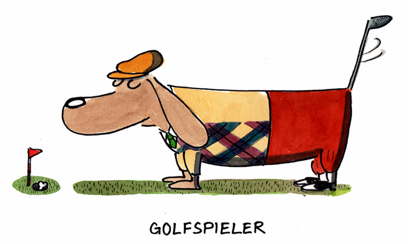Golfspieler Hund