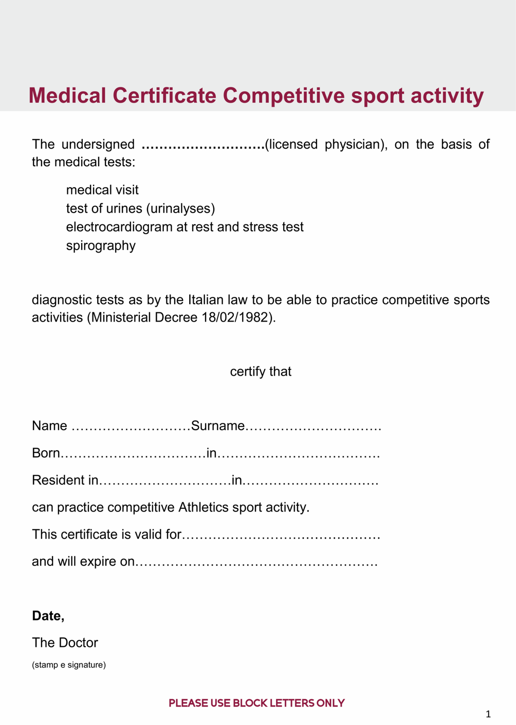 healt form
