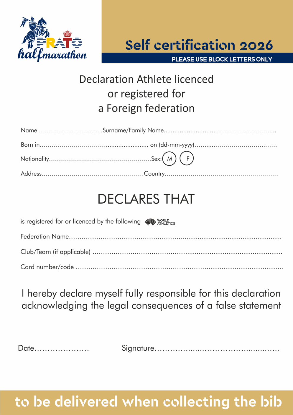 Self Certification World Atletics