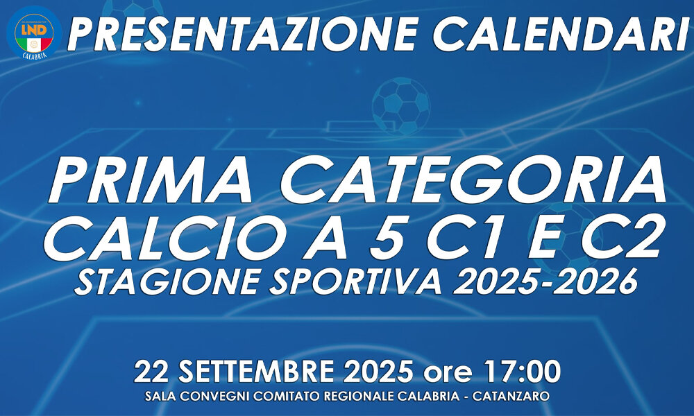 Luned&igrave; 22 settembre i calendari di Prima Categoria e Calcio a 5