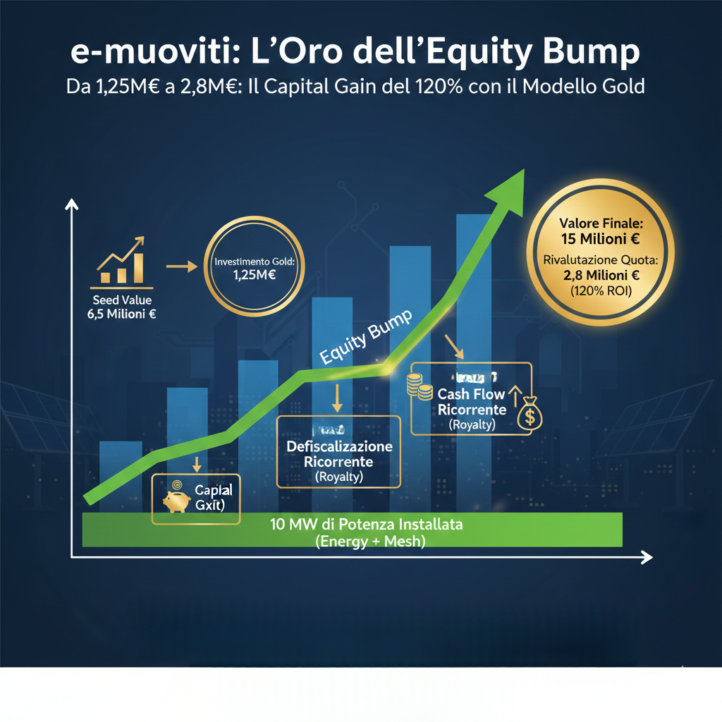La Scalata dell’Equity Bump: Come il Modello Gold di e-muoviti Trasforma la Potenza di 10 MW in un Capital Gain del 120% La Scalata dell’Equity Bump: Come il Modello Gold di e-muoviti Trasforma la Potenza di 10 MW in un Capital Gain del 120%