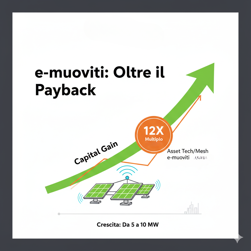 Oltre il Payback: Come la Strategia 10 MW e la Rete Mesh Trasformano l'EBITDA e-muoviti in una Exit Dorata da Multiplo 12x Oltre il Payback: Come la Strategia 10 MW e la Rete Mesh Trasformano l'EBITDA e-muoviti in una Exit Dorata da Multiplo 12x