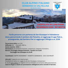 ciaspolata in luna piena 30 gennaio 2026