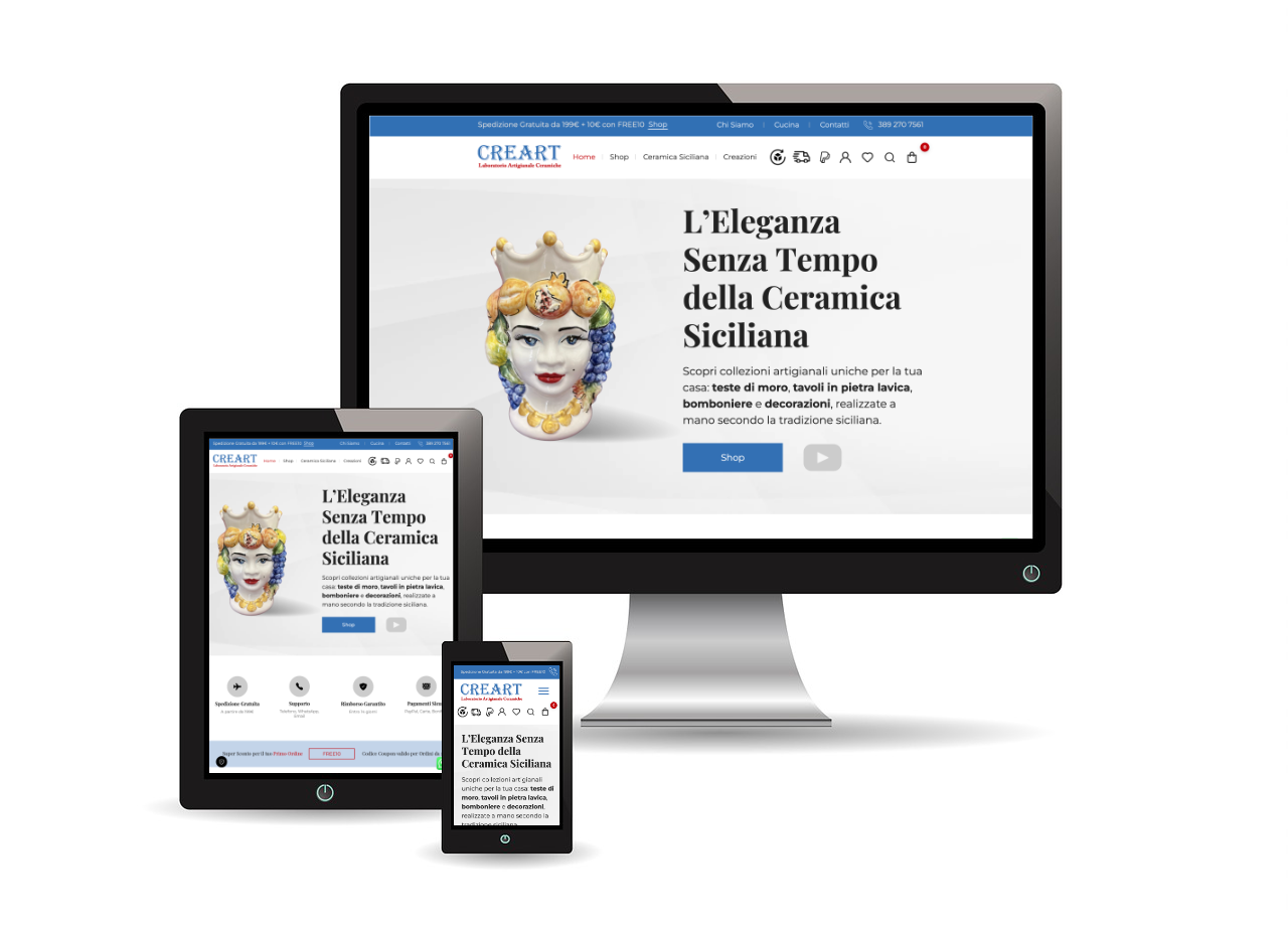 Nuova Realizzazione: Online il Nuovo E-Commerce di CREARTCERAMICHE.IT – L’Arte della Ceramica Siciliana Diventa Digitale