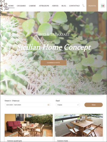 Versione Tablet Sicilian Home Concept B&B Sito Web realizzato da Cosito.it