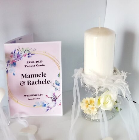 Invito di matrimonio con candela decorativa