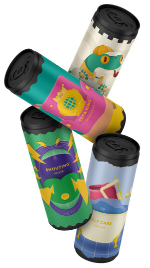 box composta da 12 lattine: 3 lattine 330 ml Shouting - Keller - 3 lattine 330 ml Sofa King - American IPA - 3 lattine 330 ml Self Care - Pale Ale - 3 lattine 330 ml Hipster Frog - Hoppy Lager