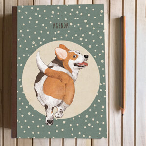 agenda-cane-corgi-sfondo-pois