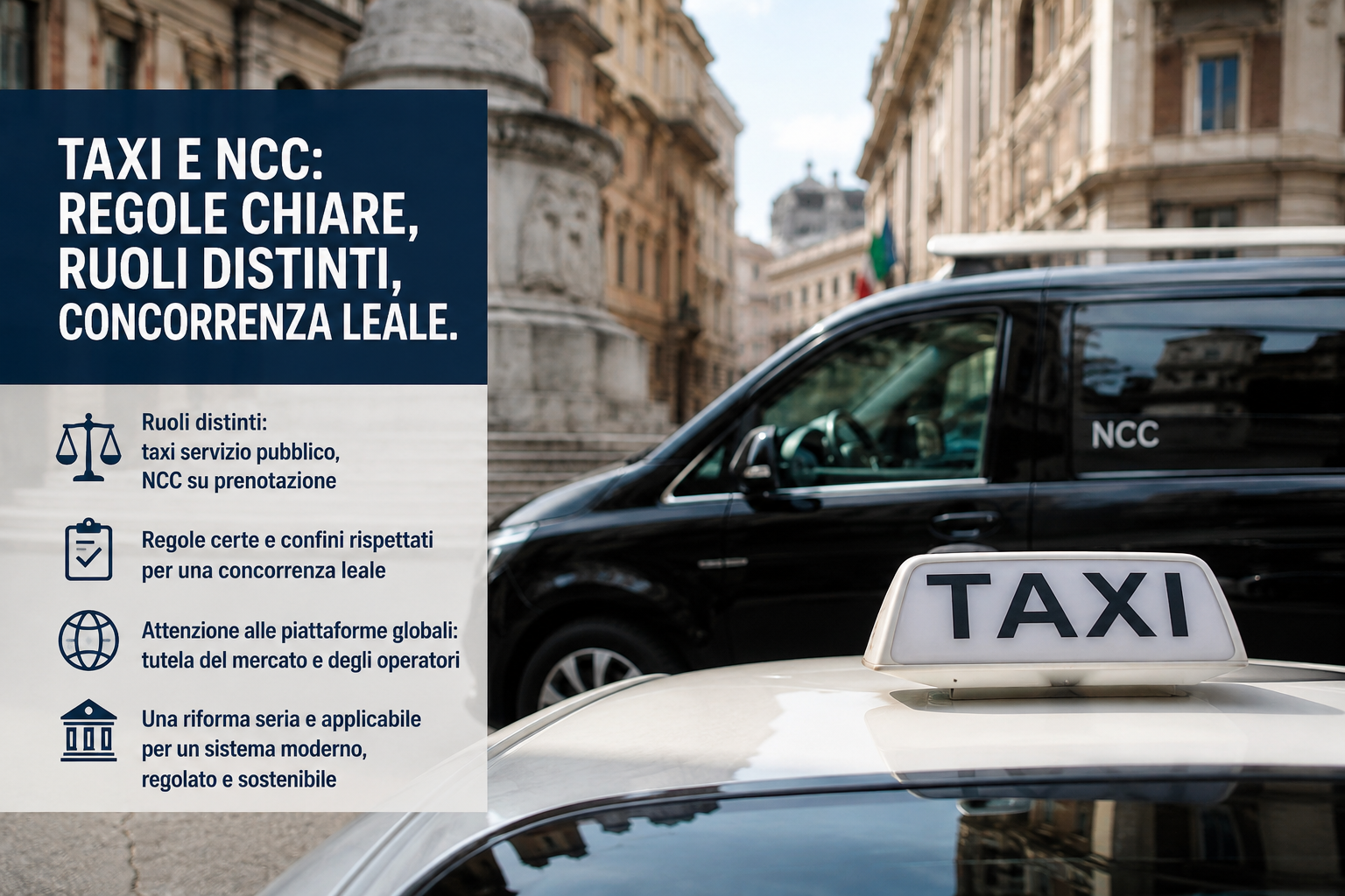 Taxi e NCC, Bittarelli: “Serve una riforma seria, non una guerra tra categorie”