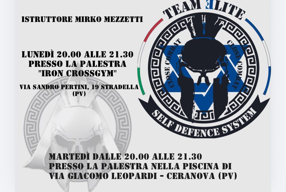 locandina con Giorni, orari e sedi di allenamento Team Elite a Pavia